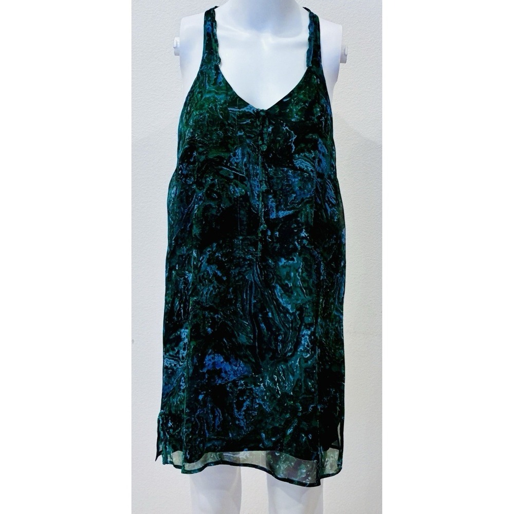 Madison Marcus 100% Silk Sheer Crotchet Racerback Fairy Mini Dress Size‎ S Green
